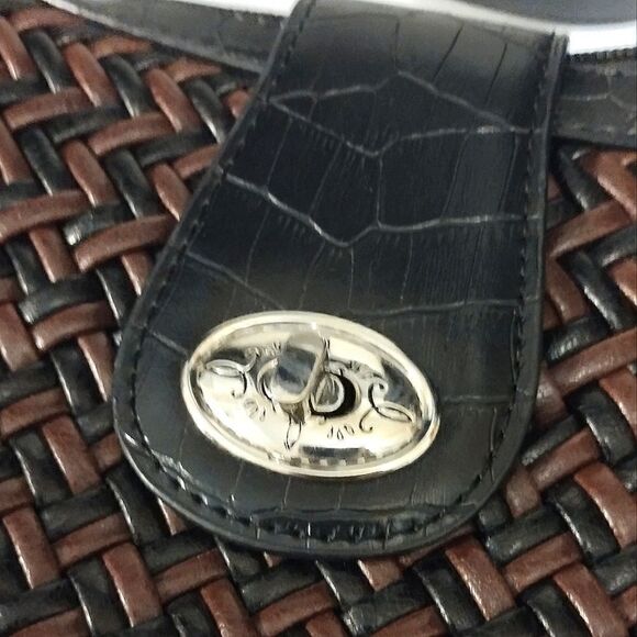 Coldwater Creek Shoulder Bag Brown and Black Woven Twist Lock Closure Purse - Picture 3 of 9